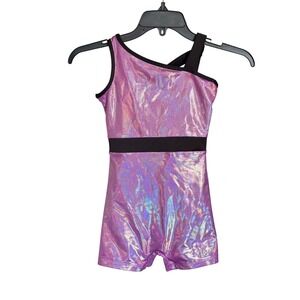 Justice Kids Girls Athletic Leotard Gymnastics Dance Costume Purple S 7/8